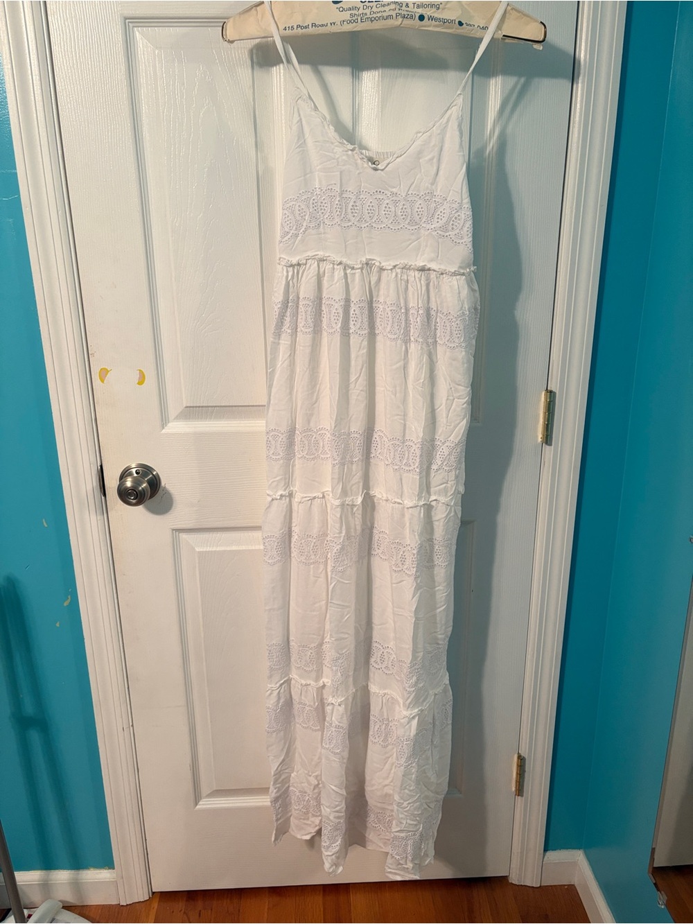 Jessica Simpson White Lace-Trim Maxi Dress